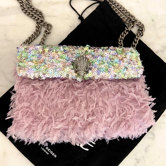 Kurt Geiger Sequined Shoulder Bag/Crossbody Pink Multicolor Evening Date Night - Picture 1 of 9